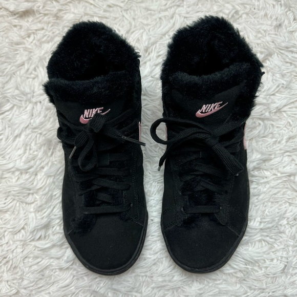 Black Nike High Tops | Pink Swoosh | Fuzzy Fur Inside Slipper - Picture 3 of 12